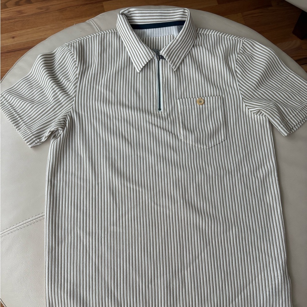 Ted Baker White and Gray Polo Shirt with Classic Collar